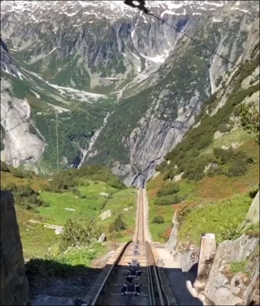 Железная дорога в горах Швейцарии
