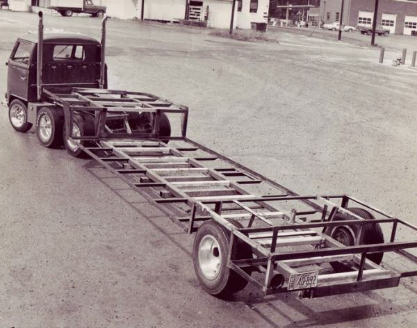 Необычный трехосный Volkswagen T1 в духе американских тягачей (18фот)