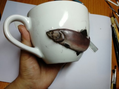 Декор для кружки в виде невероятно реалистичной рыбы (24 фото)